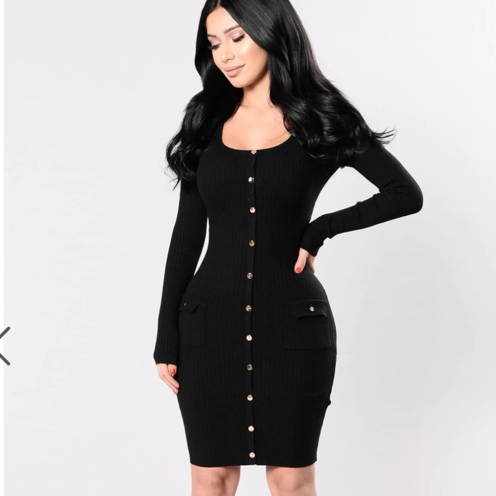Fashion Nova Black Midi Dress